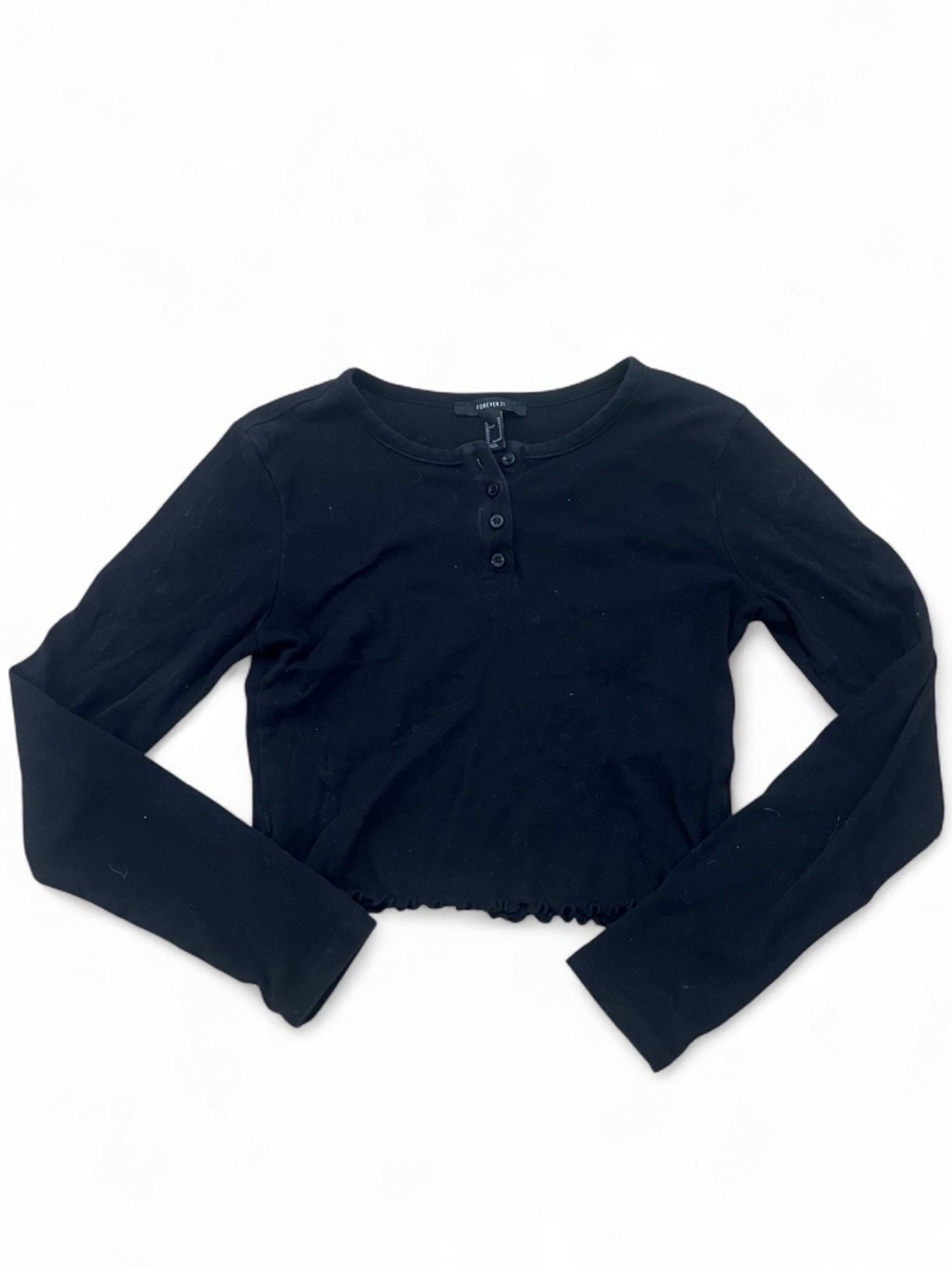 Cropped Black Long-Sleeve Top